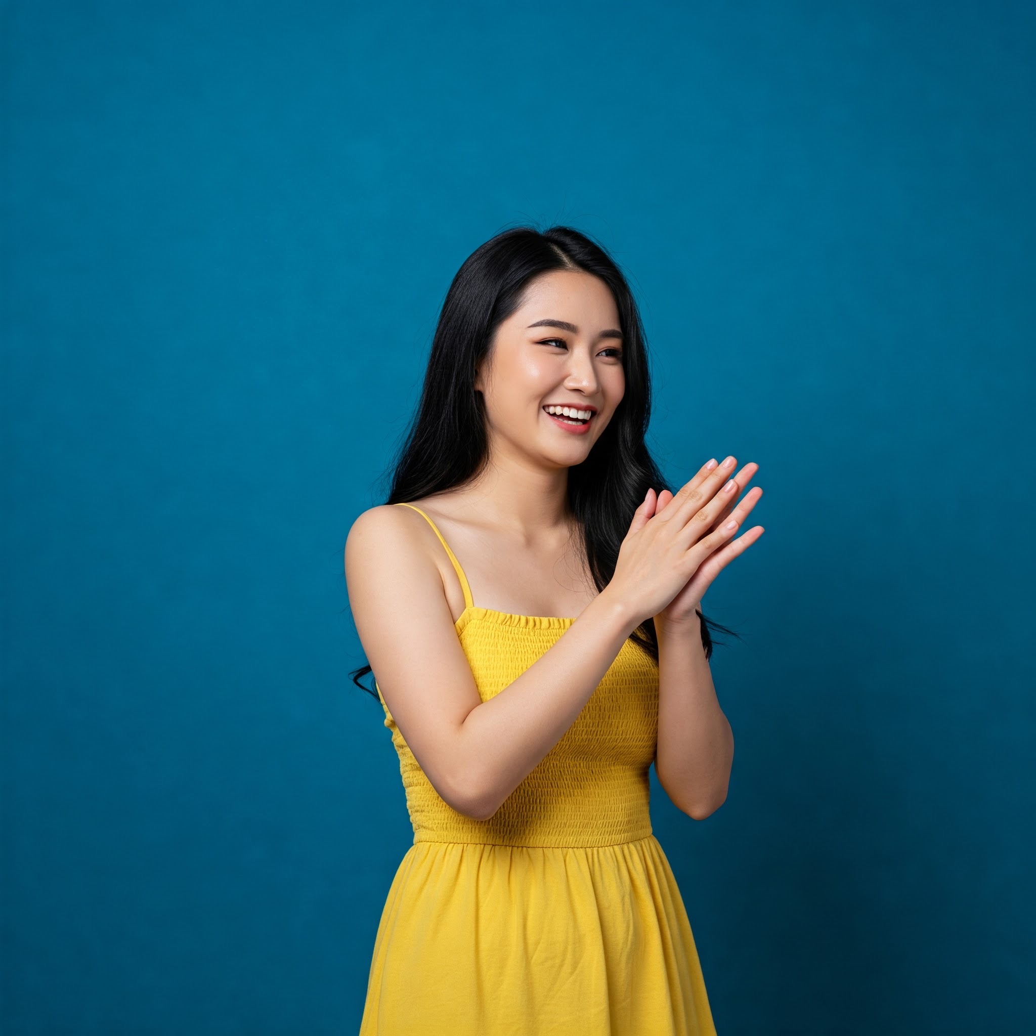 photo of Cheerful Woman Clapping